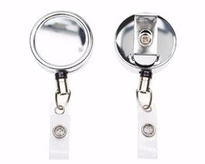 Chrome Heavy Duty Card Holder Reel Retractable Security Pass ID Card Key Holder