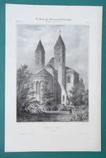 GERMANY Speyer Romanesque Imperial Cathedral UNESCO Site - 1840 SCARCE Print