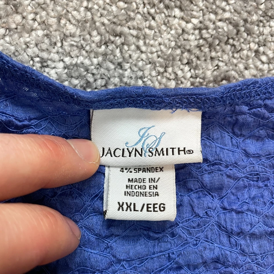 Blusa Camisa Jaclyn Smith Mujer XXL Azul Manga Corta Texturizada Elastizada Informal Foto 3 de 4