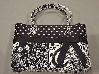 TALBOTS  BLACK & WHITE PAISLEY POLKA DOT PINK LINED SMALL PURSE - !!!BRAND NEW!!