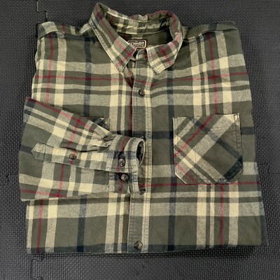 Schmidt Workwear Flannel Shirt Mens XLT Green Plaid Button Up