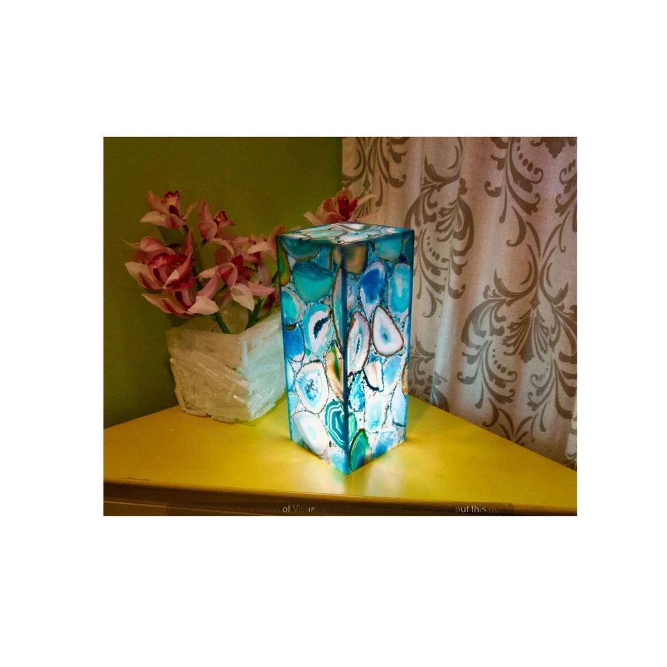 5"x5"x7" Artisan Agate Lamp Beautifully Crafted for Modern Living Room Decors - Image 3 of 4