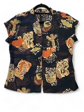 CITRON Santa Monica Black Silk Top Oriental Women’s Medium EUC