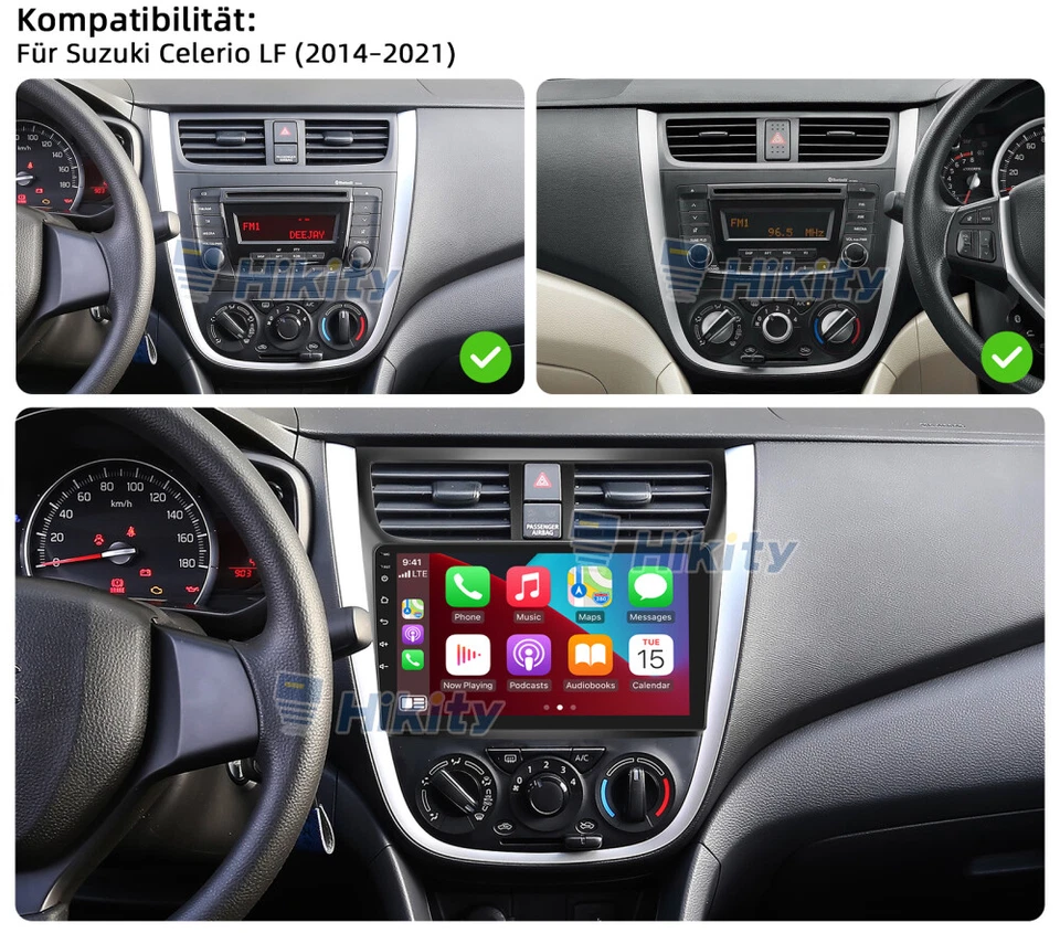 9" DAB+ 2+64GB CarPlay Android 15 Radio Navi GPS BT Für Suzuki Celerio 2014-2021 - Bild 2 von 4