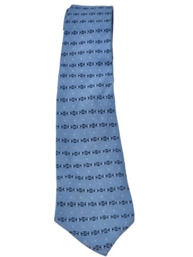 Vintage PALM BEACH Beau Brummel Tie Neck Tie Men's Blue Woven Skinny 4 Fold - Picture 3 of 10