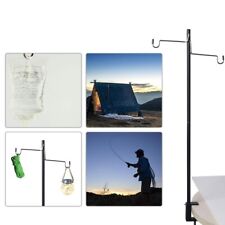 Folding Lantern Stand Pole Portable Lamp Stand W/ 2 Hooks for Camping Fishing