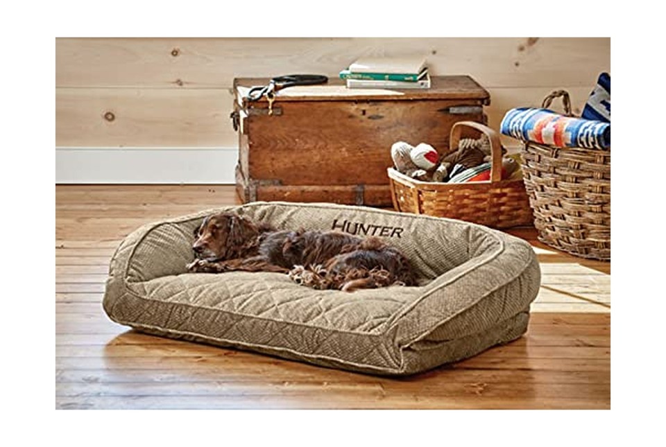Orvis ComfortFillEco Bolster Dog Bed Plush Rectangular Dog Beds with