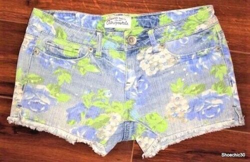 Aeropostale AERO jean denim flower power sexy flat floral multi color shorts 00 - Picture 1 of 2