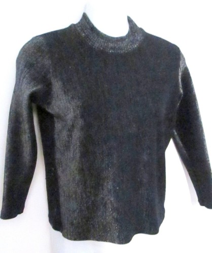 Vintage 1960's Black Lurex-Knit Top/ Sweater, High-Neck, Glam, Goth, Mod, 6-10 - Picture 2 of 12