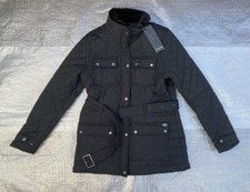 Bnwt Ladies " Firetrap " Black Quilted Parka Belted Jacket - Uk 10 ! Rrp £100 !