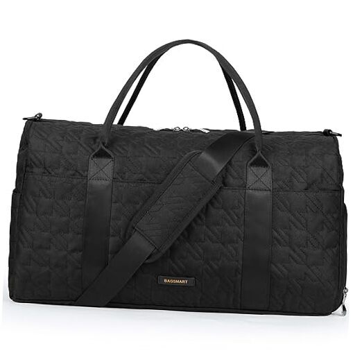 Travel Duffle Bag Carry On Bag Weekender Overnight Bag for Men 40L Black- 40L