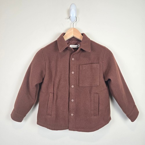 NWT Zara Blended Fabric Overshirt Size 6-7 Years Brick Full Snaps Quilted