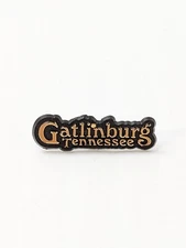 Gatlinburg Tennessee Pin Vintage Black Plastic Gold Tone Hat Or Lapel Pin