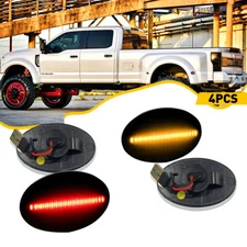 4X Amber/Red LED Fender Marker Side Lights Fit 1999-10 Ford F350 F450 Superduty
