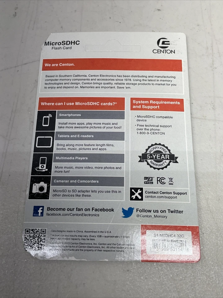 Centon 32GB MicroSDHC Card with SD Adapter - Image 2 of 2