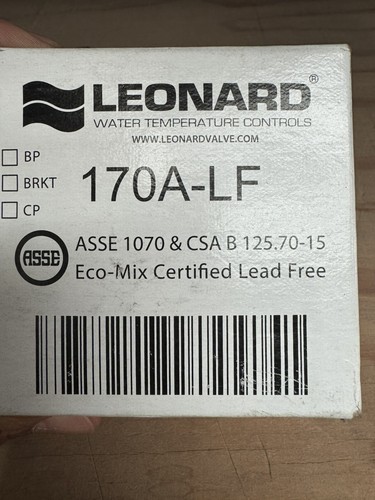LEONARD 170A-LF 3/8” COMPRESSION THERMOSTATIC MIXING VALVE…NEW - Picture 3 of 3