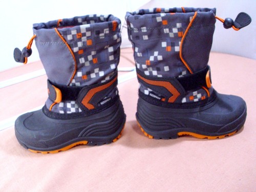 Boots Kamik Snow Kids Size 9 Insulated Waterproof Orange/Gray - Picture 12 of 18