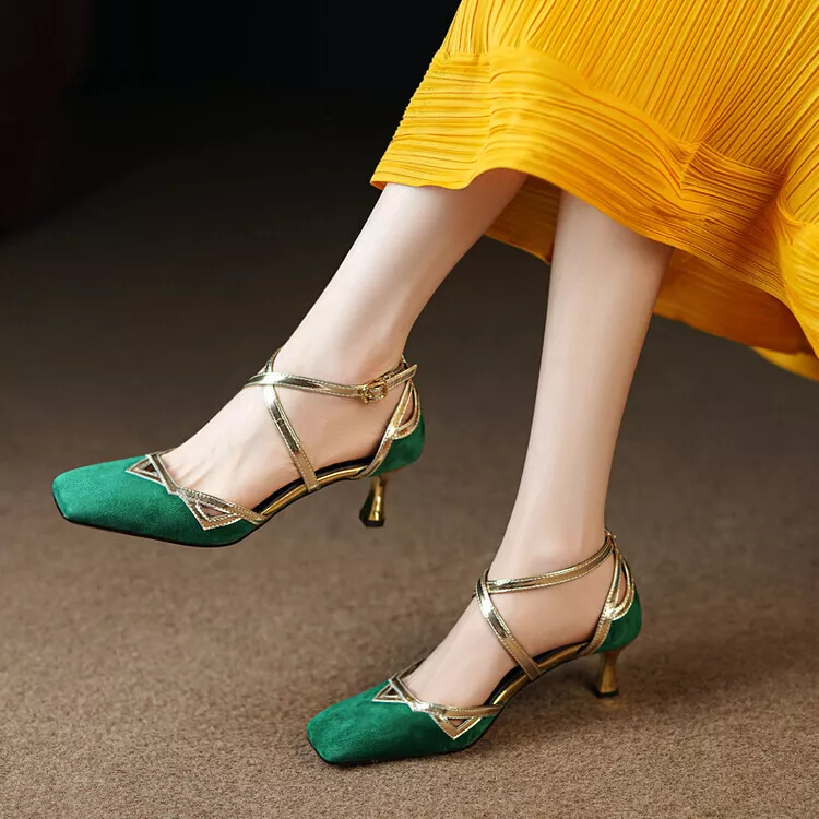 Two tone kitten heel best sale shoes