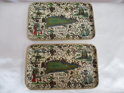 (2) Paper Mache Alcohol Proof Trays Virgin Islands Souvenir