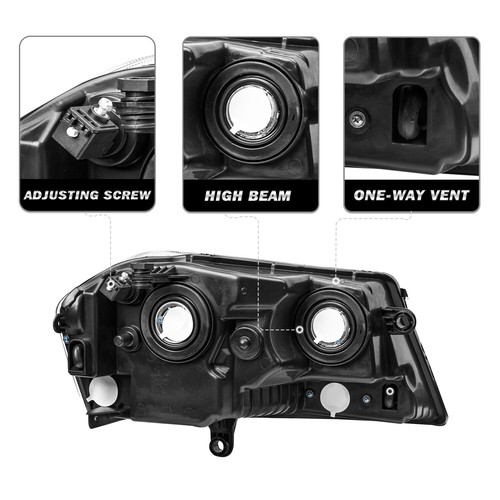 For 2008-2014 Dodge Avenger Headlight Black Amber Replacement Headlamps LH&RH - Picture 4 of 6