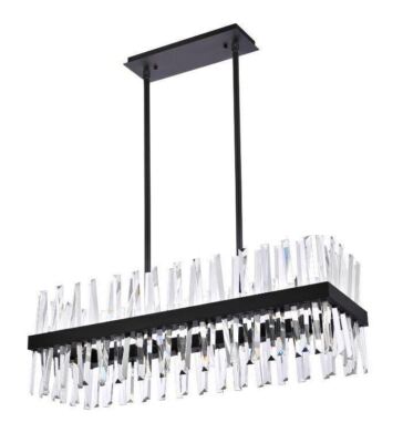 Crystal Chandelier Black Kitchen Island Dining Room Ceiling Light Fixture 36''