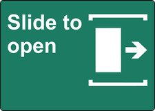 SLIDE TO OPEN DOOR RIGHT, BUSINESS SIGN WINDOW DOOR  Adhesive Vinyl Sign Decal