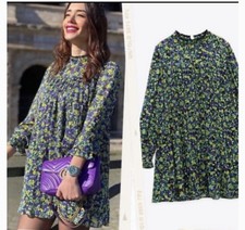 Size Large L Zara long sleeve printed mini dress or tunic floral Anthropologie