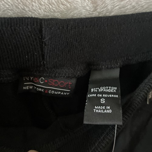 New York & Company Sport Woman Sweatpant Black Small Striped Wide Leg Drawstring - Picture 3 of 10