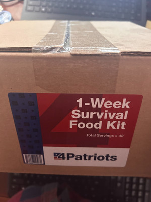 4 PATRIOTS - 1 week Emergency Survival/Camping Food Kit - 42 Servings - Unopened