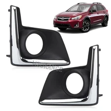 PAIR Fog Light Lamp Cover Bezel Chrome Trim Grill For Subaru Crosstrek 2016-2017