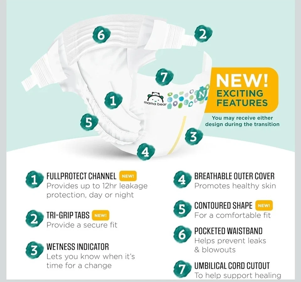 Marca Amazon - Pañales al tacto suave Mama Bear, tamaño recién nacido, 120 unidades (4 paquetes Foto 2 de 4