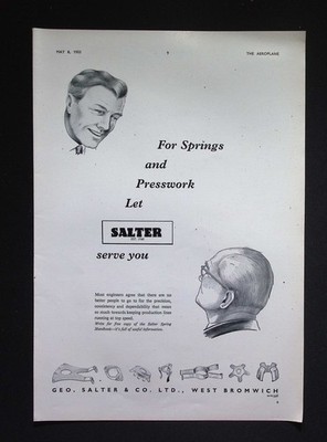 Original 1953 Advert Salter Springs and Presswork Engineering Parts