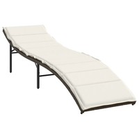 Sonnenliege Mit Kissen Braun 55X199X50 Cm Poly Rattan