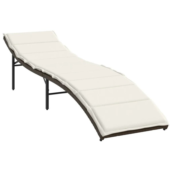 Sonnenliege Mit Kissen Braun 55X199X50 Cm Poly Rattan-image