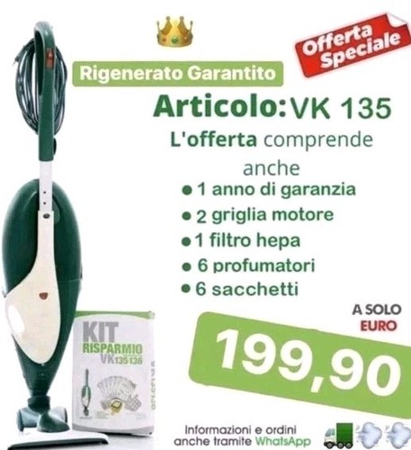 Folletto vk 135 Verwendung Messe Mit Serial E Muscheln Original Garantie 24