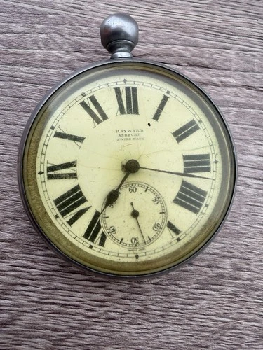 ANTIQUE HAYWARD ASHFORD SWISS POCKET WATCH – LARGE SIZE – WORKING LONGINES MVMT?