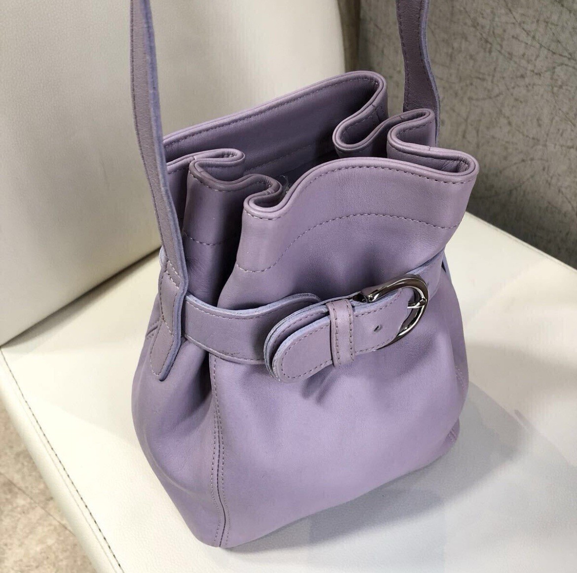 vintage coach shoulder bag leather purple 4156 drawstring bag | eBay
