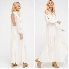 Free People Huxley Metallic Striped Open Back Maxi dress