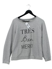 Whistles Women's Hoodie L Grey Graphic Cotton with Polyester Pullover