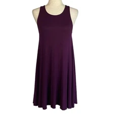 FRANCESCA'S ALYA Plum Purple Ribbed Sleeveless Swing Dress Size XS High Neck