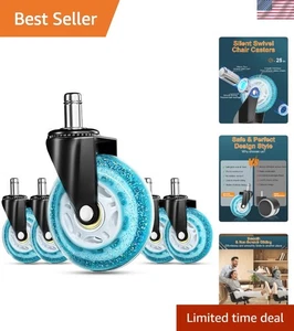 Silent 3-Inch Office Chair Wheels - Durable Heavy-Duty Casters for All Floors