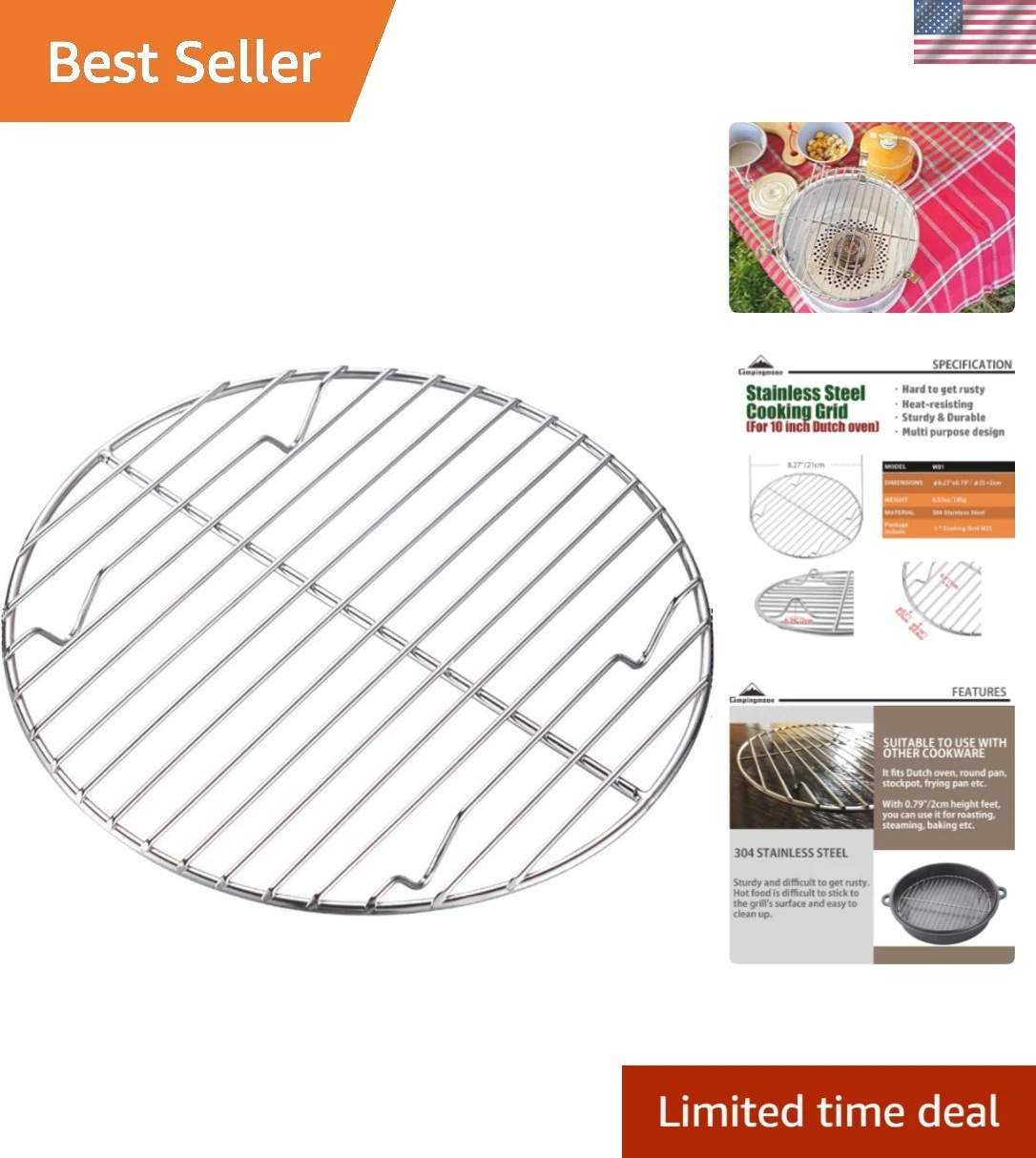 φ8.27inch/φ21cm Round Stainless Steel Roasting Baking Steaming Cooling Rack C...