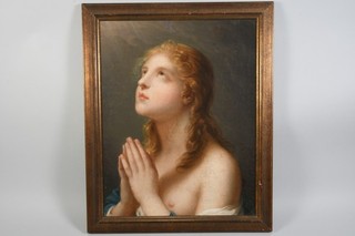 O80C15 Painting Praying Young Woman Perimeter Jean Baptiste Greuze (1725 1805)