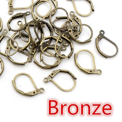 300Pcs Antique Bronze Brass Leverback Earring Findings with Loop DIY 10x15mm