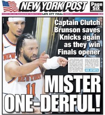 New York Post June 4 2026 New York Knicks Win NBA Finals Game 1 Jalen Brunson
