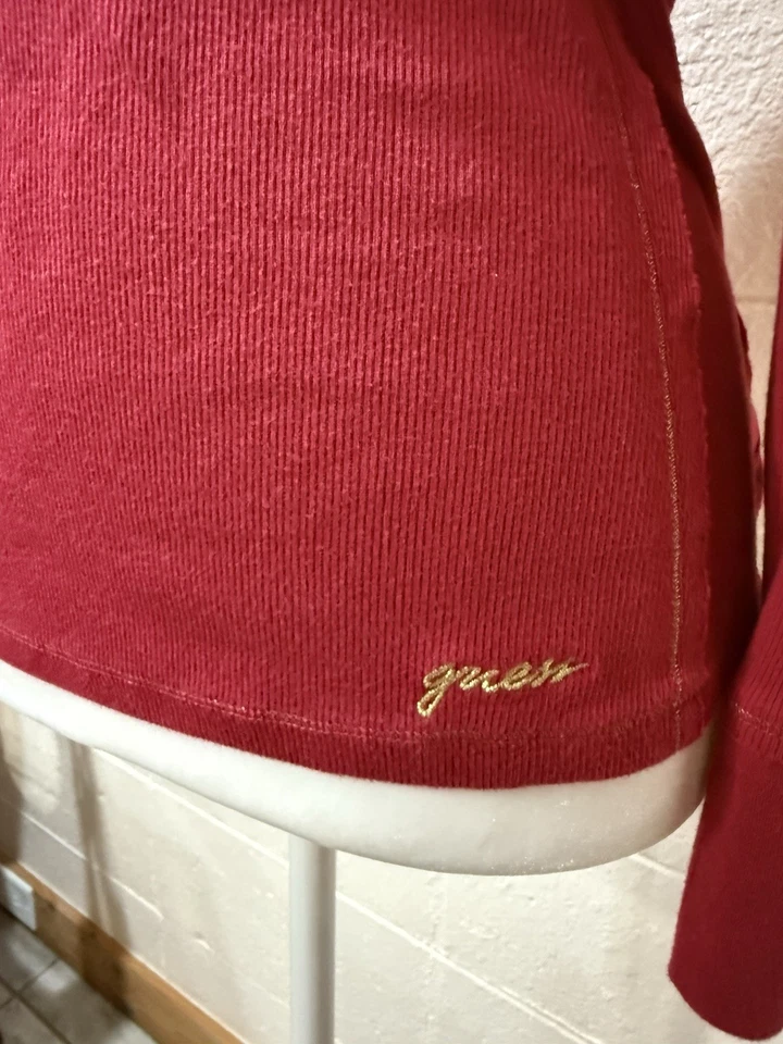 Guess Top Mujer Talla L Rojo Cuello Redondo Cuarto Abotonado Mangas Largas Y2K Foto 3 de 4