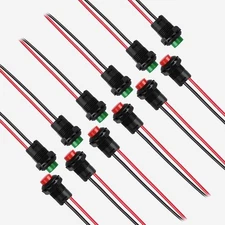 12x 12mm Mini Latching Push Button ON Off Toggle Switch Red Green 12V Wire C636