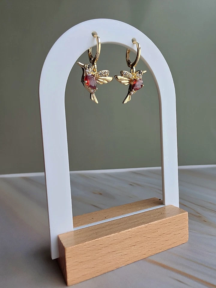 Золотые серьги-колибри подарки на день рождения 14 карат для женщин минималистская бижутерия - Изображение 4 из 4