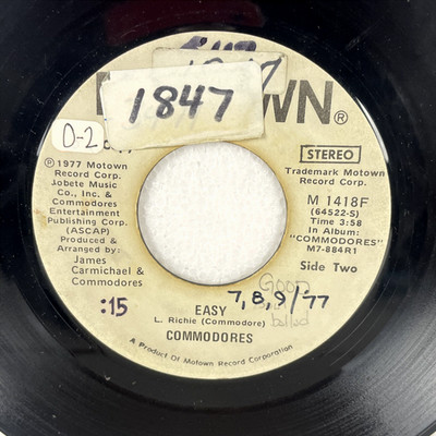 Commodores   Easy 7'' Record 1977 Motown Promo Soul Funk 45 RPM