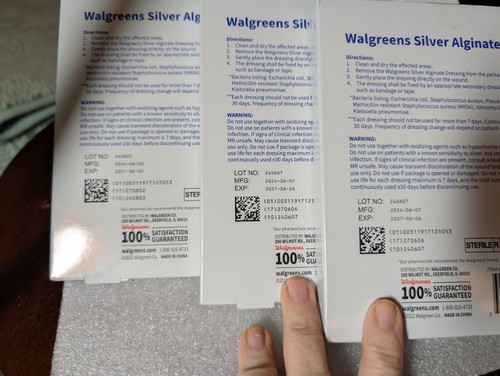 Silver Alginate Wound Dressings 4"x4" 3 Packs 9 Sealed Dressings FDA Approved - Picture 2 of 8